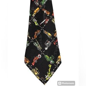 NICOLE MILLER Construction Gear Tie Black Trucks Silk Tie Novelty tie